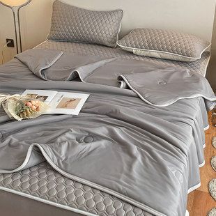 乳胶凉席四件套床笠款夏天冰丝席三件套可水洗床罩夏席子夏季蓝色