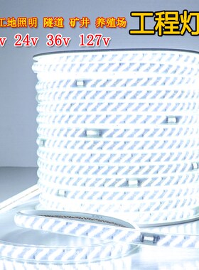 led灯带超亮220V防水工地下室照明隧道矿井养殖场专用长条暖白色