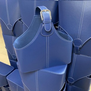 节日送礼篮子皮革礼品篮私教上课工具篮皮质收纳篮定制春节手提篮