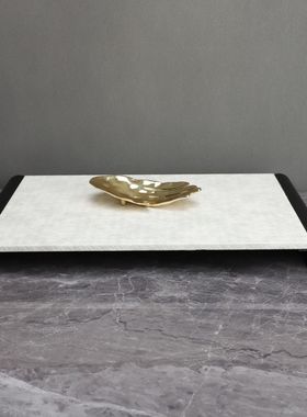 现代简约黑白托盘样板房售楼部卧室书房客厅餐厅桌面玄关饰品摆件