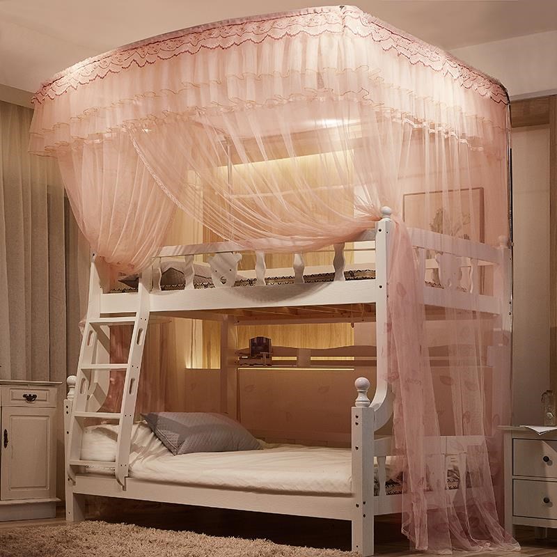 子母床蚊帐上下铺双层床型伸缩导轨支架学生儿童母子高低床蚊帐