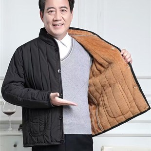 中年人棉袄爸爸棉服秋冬款 外套冬季 加绒加厚中老年棉衣男士 男冬装