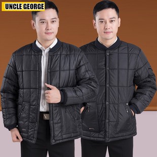 棉衣工装 冬季 保暖棉服男爸爸冬装 中老年人棉袄外套宽松大码 加厚款