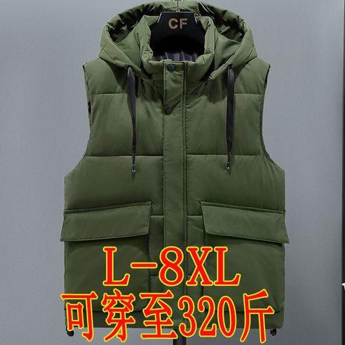 秋冬男士特大码工装羽绒棉马甲加厚坎肩加肥加大厚背心宽松男冬装
