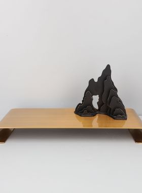 新中式金色金属假山摆件卧室书房客厅餐厅桌面玄关软装饰品