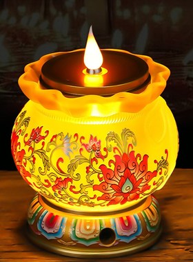 新款琉璃灯电子莲花灯佛前观音灯摇摆蜡烛led灯观音灯菩萨长明灯