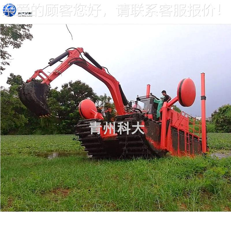 水陆两挖挖掘河机 小型履带式栖挖机船挖 江湿地清淤水KD-50履带