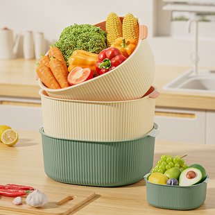 山姆优选厨房双层沥水篮塑料淘米神器洗菜盆家用客厅水果盘洗水果