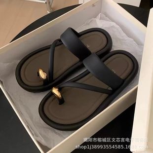山姆优选法式 沙滩平底女士套趾凉 一字带夹脚拖鞋 女夏外穿凉拖夏季