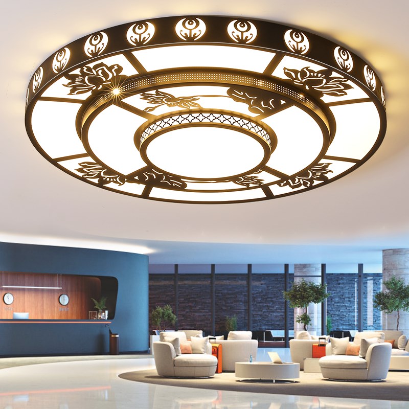 LED客厅大灯新款主灯简约现代大气圆形灯具大尺寸1.5米吸顶灯黑框