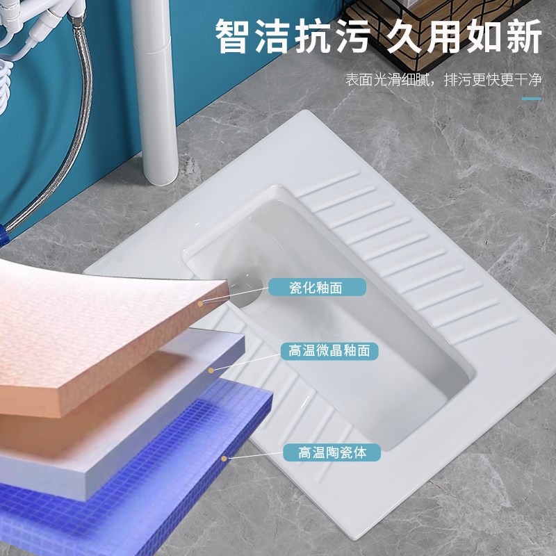 TYIXIN陶越新防臭蹲便器蹲坑20家用整水箱大便器前排蹲厕防堵