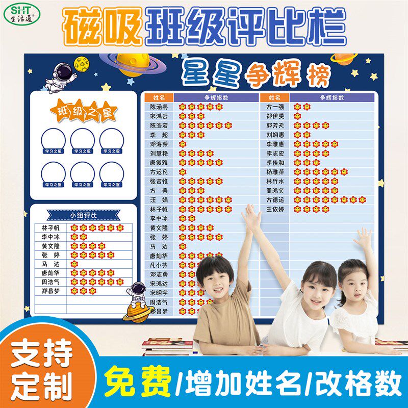 生活通磁吸评比栏你追我赶班级评分表学生激励红榜小组比赛积分表