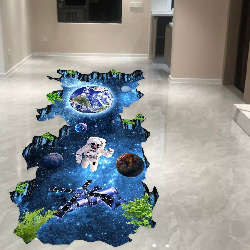 地面贴纸海洋地贴自粘防水耐磨d立体仿真海底题装饰卧室地板画