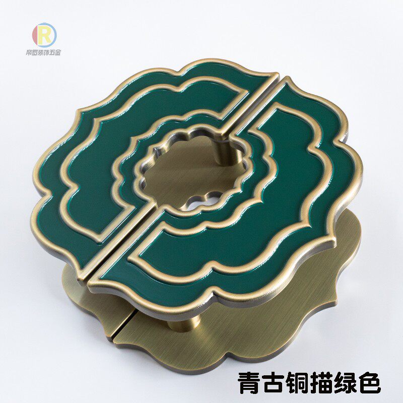 玻璃门拉手中式仿古酒店大门拉手雕刻门把手半圆形推拉门扶手古铜
