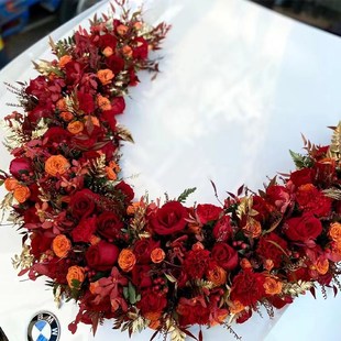 饰婚礼心环结婚材料花店婚庆布置 整箱婚车花泥吸盘车头装