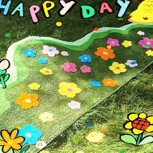地毯卧室格丝诺改造床边苔藓园规则艺术感异形立体客厅地垫