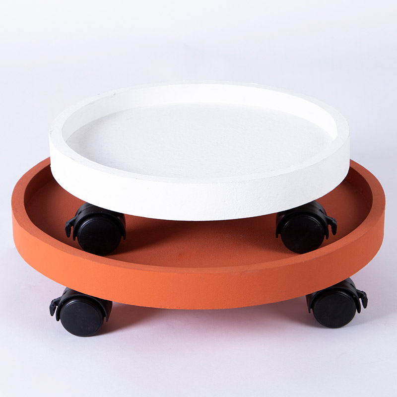 圆形仿水泥花盆托盘带轮万向轮底盘托盘底座防漏接水盘家用