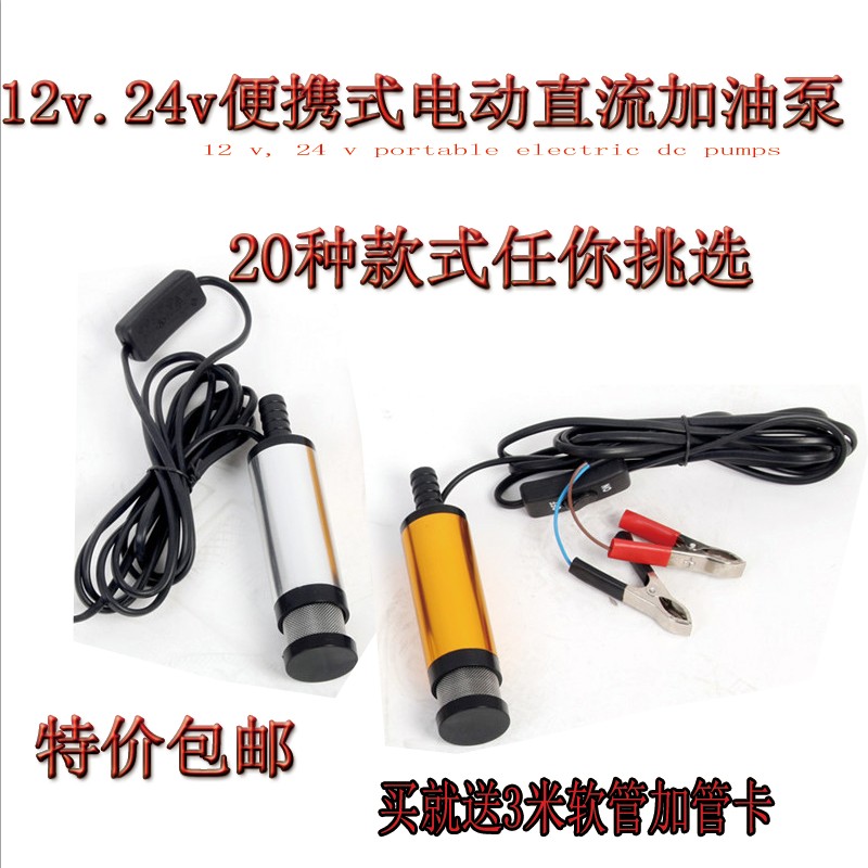 12v24ve220v小型直流微型抽油泵点烟器潜水泵柴油泵输油自吸泵水