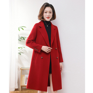 孜洋秋冬新款 百分百双面绵羊大衣毛高端显瘦气质百搭2411