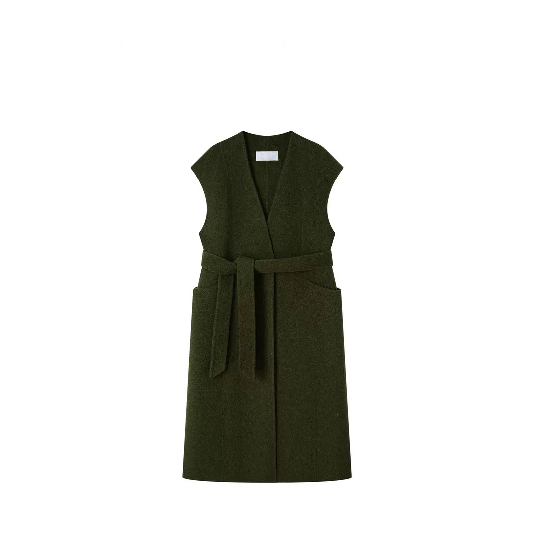 孜洋套装长款V领轻奢秋冬季时尚马夹宽松型马甲通勤风女