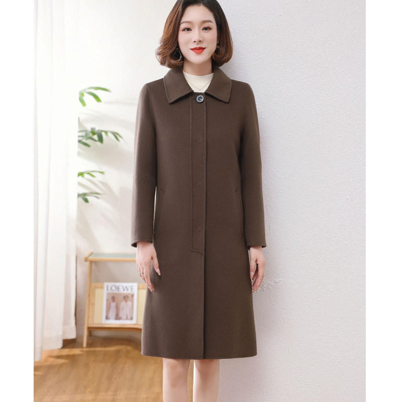 孜洋秋冬新款百分百双面绵羊毛大衣高端显瘦气质百搭8007