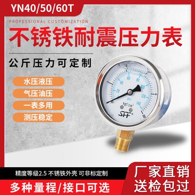 索菲耐震不锈钢压力表yn40/50/60/100立式径向SFF压力表稳定测压