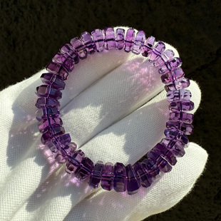 天然紫水晶乌拉圭切面刻面收藏级手链黄水晶手串男女情侣圣诞礼物