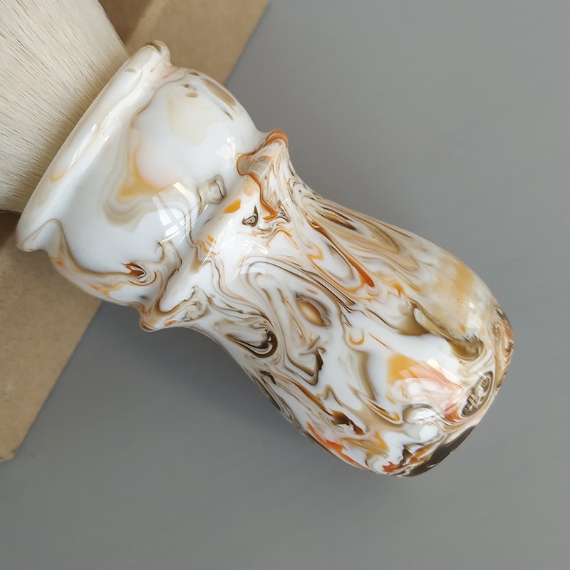 帝诗哎莎男士长咖啡2柔软高弹扇形人造丝剃须刷剃须皂泡沫胡刷