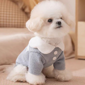 宠物狗狗猫咪衣服秋冬装 防掉毛保暖小奶猫蓝猫英短翻领可爱春秋装