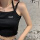 韩国CRANK背心女挂脖吊带蕾丝短装 2021夏季 新款 露腰显瘦打底上衣