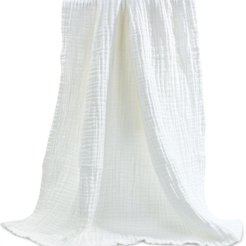 妈妈纯棉泡泡浴巾宝宝盖毯新生儿吸水柔软6层长方形儿童白色抱被