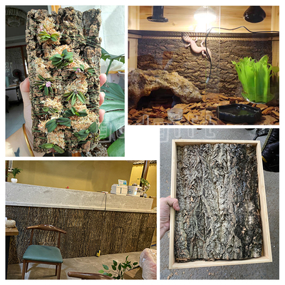 天然香槟软木干树皮鱼缸造景包柱子水管餐厅墙面装饰木皮背景墙板