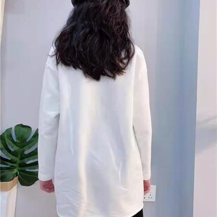 女童装加厚长袖内搭衣秋冬中大童破洞上衣德绒保暖长版内搭T恤