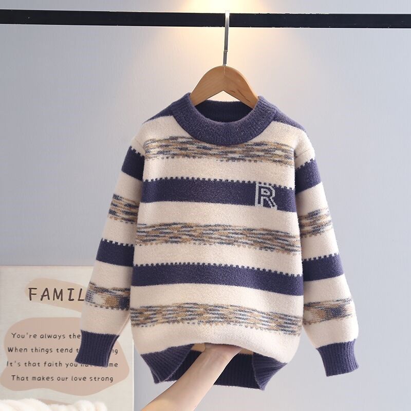 2024男童新款冬季毛衣中大童不起球男孩针织衫儿童打底加厚毛线衣