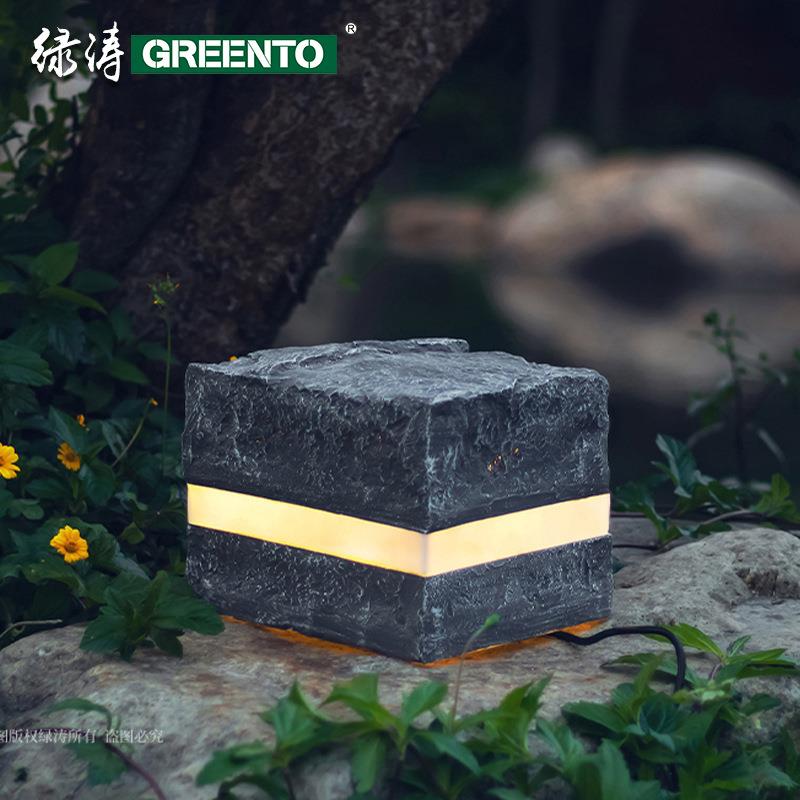 石头造型灯条纹发光灯局部发光灯发光石头灯文旅文创产品