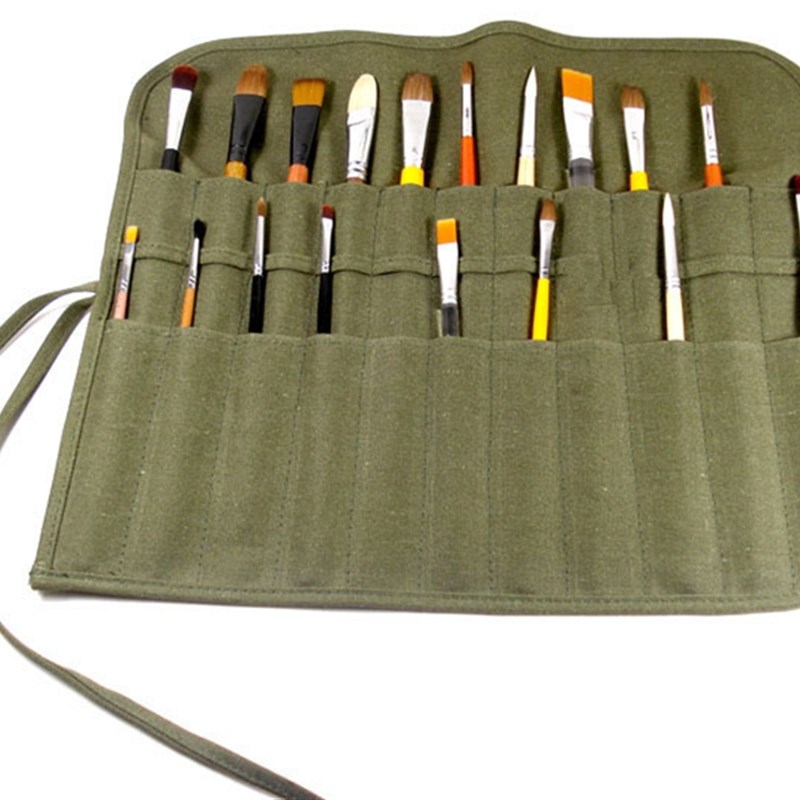 帆布绘画毛笔帘水粉笔袋毛笔专用插笔袋 收纳袋 画笔整理笔卷包邮