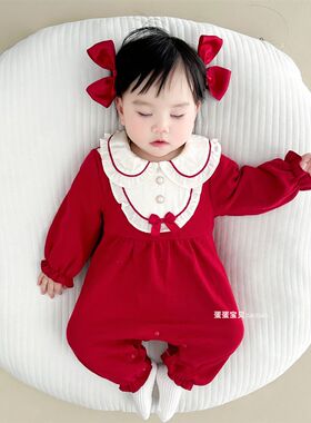 婴儿衣服女宝宝秋装连体公主超萌满月百天5周岁0礼服春秋季3个月6