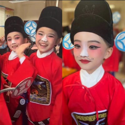 七品芝麻官儿童戏剧戏服演出服幼儿园京剧戏曲丑角服装县官官衣