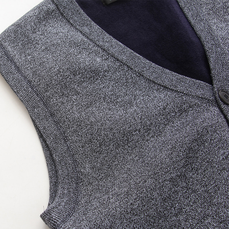 冬季中老年男士加绒加厚马甲大码爸爸装老年人保暖针织开衫毛背心