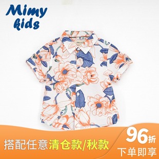 夏季男童短袖花衬衫婴儿宝宝夏威夷海边度假沙滩服儿童大童衬衣薄