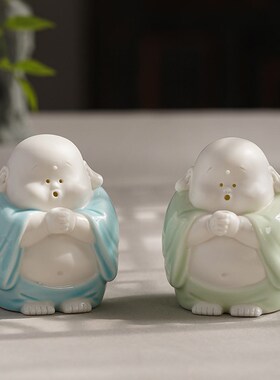 创意中式弥勒佛陶瓷摆件大肚招财笑佛家居客厅桌面装饰工艺品摆放