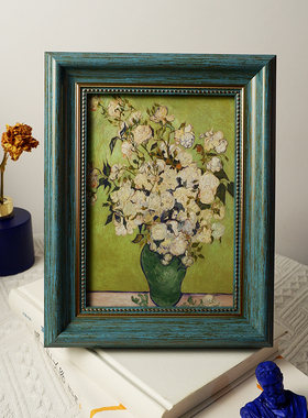 梵高桌面摆件情侣艺术小众礼物7寸复古相框摆台精致油画装饰画