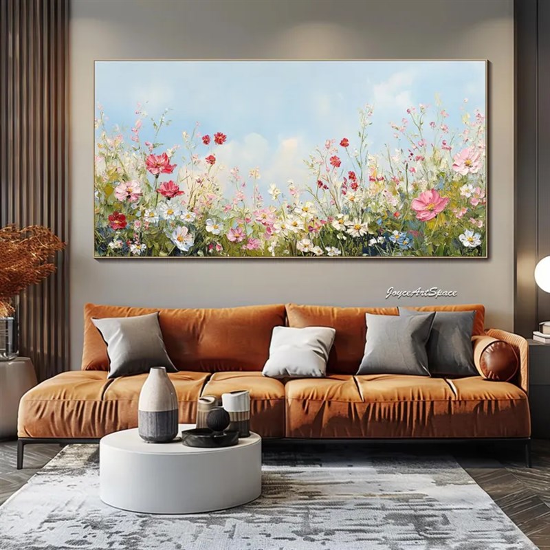 大芬村手绘油画抽象粉红色花卉小清新花卉客厅装饰画卧室肌理挂画图片