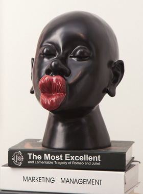 美式客厅书房玄关非洲人物摆件北欧创意样板房酒柜家居玄关装饰品