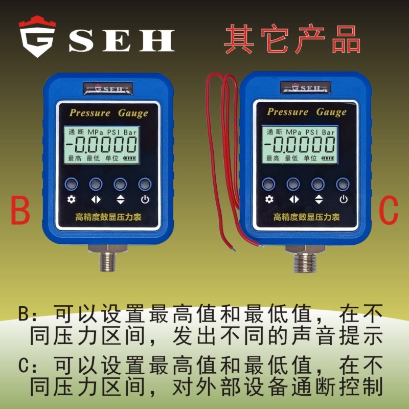 齐天大圣数字压力表数显数码电子油气液氟水压表电池供电负压真空