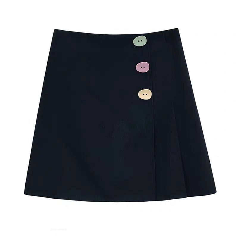 大码不对称百褶裙学院风彩扣半身裙女夏胖mm防走光a字裙百搭裙子,女装/女士精品,半身裙,淘宝优惠券,粉丝福利购,淘宝优惠卷