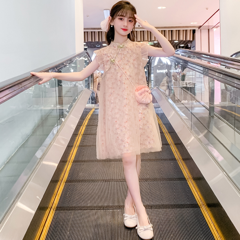 女童旗袍连衣裙2023新款夏季儿童洋气国风公主裙女孩汉服夏天裙子
