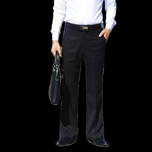 男士冬季微喇叭裤加绒高腰垂感保暖裤子舒适休闲西裤抗皱阔腿裤男