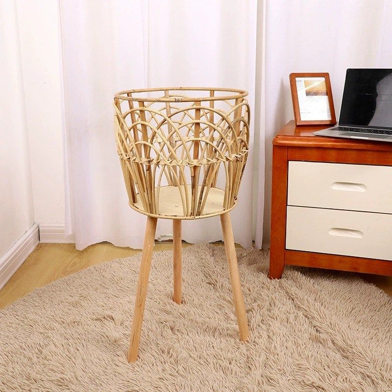 欧式落地花盆花架木质藤编北欧简约花篮套客厅阳台角架花盆装饰品