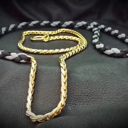 中型新款米黄色狗链子狗狗牵引绳遛金毛拉布拉多P链狗绳宠物用品